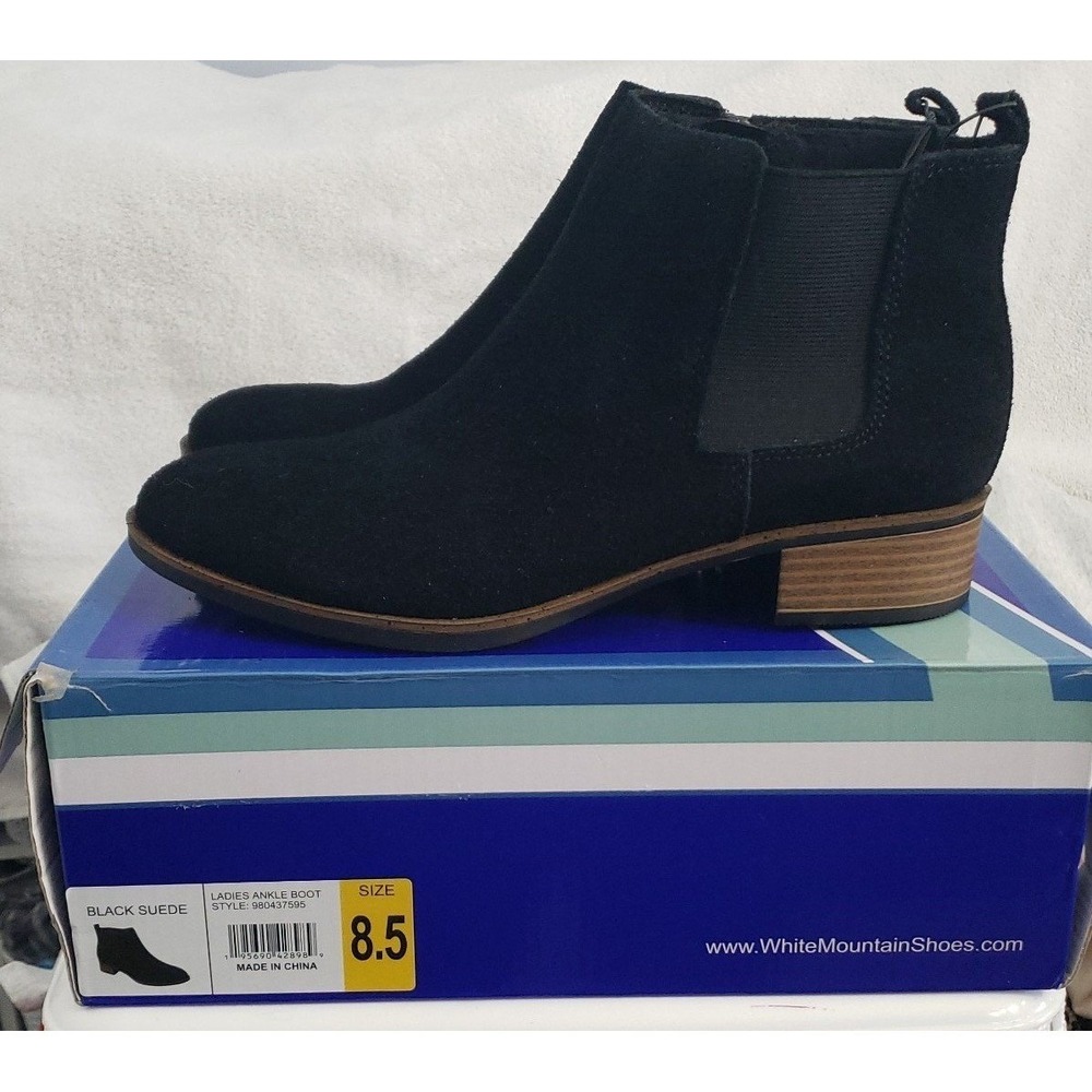 White Mountain Womans NWT Leather Ankle Boots Size 8.5 Black